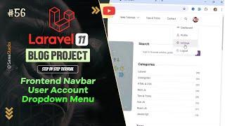 #56. Adding Frontend Navbar User Account Dropdown Menu | Laravel 11 Blog Project