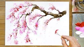 Cherry Blossom Tree Acrylic Painting Technique