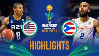 USA  vs Puerto Rico   | Highlights | FIBA AmeriCup 2025 Qualifiers