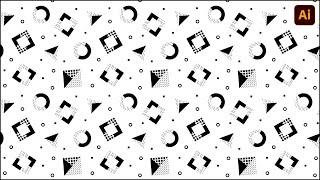 Black and White Memphis Design Pattern using Adobe Illustrator