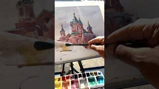 Plein Air painting at Kolomna Cathedral of the Exaltation of the holy cross