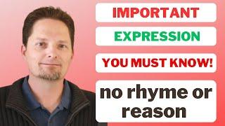 Common English Expression: NO RHYME OR REASON / American English / Real-life American Pronunciation