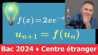 Corrigé Bac Centres étrangers 2024 spé maths  Suite Un+1=f(Un) Récurrence Limite Point fixe Python