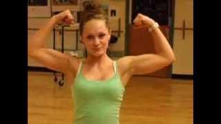 16 years old gymnast flexing her biceps