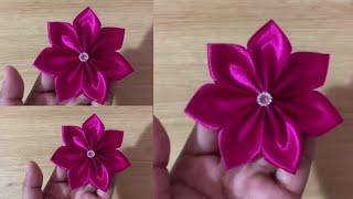 EMBROIDERY RIBBON FLOWERS TRICKS || Satin kanzashi Ribbon Flower Tutorial