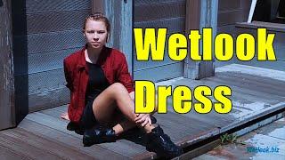 Wetlook shower | Wetlook in a black dress