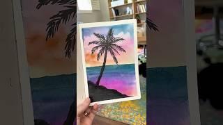 Simple Palm Tree Silhouette in Watercolor