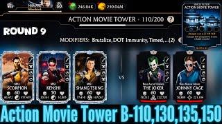 Action Movie Tower Boss Battle 110, 130 & 150 Fight + Reward MK Mobile 2024 | Team MK1