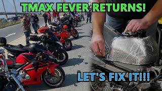 TMAX Fever Returns During A Group Ride : Heat Shielding The Gas Tank Will Fix It? : Yamaha TMAX 500