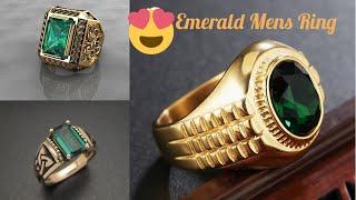 Emerald Gold Rings for men 22 carat | Green Lucky Stone Rings | Markatmoni | panna