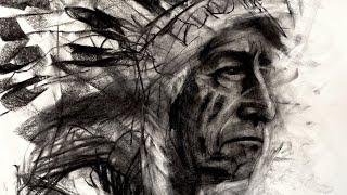 How to Draw a Native Chief in Charcoal (Follow Along)