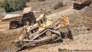 CAT D11N dozer ripping hard rock for 5130B excavator