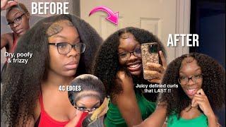 HOW TO: KINKY CURLY 4C EDGE WIG INSTALL TUTORIAL | defined curls + wet look  ft.LUVWIN