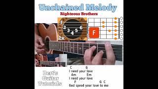 Unchained Melody - Righteous Brothers guitar chords w/ lyrics & plucking tutorial