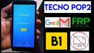 Tecno Pop2 Frp Bypass ( TECNO B1 Google Account BYPASS ) Without Pc