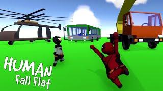 DEADPOOL AND BATMAN DRIVING HUGE VEHICLES in HUMAN FALL FLAT