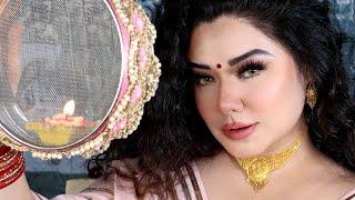 Quick Karwachauth Makeup Tutorial | Nose Contouring Technique | Nude Night Makeup