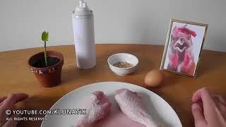 Eating raw chicken dinner kluna tik