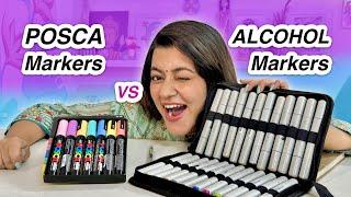 Who Will WIN?  Posca Markers vs Alcohol Markers vs Black Pen 