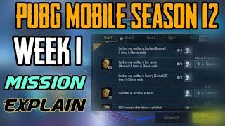 Season 12 Week 1 Royale Pass Missions Explained PUBG Mobile || Week 1 rp Missions Explaine Season 12