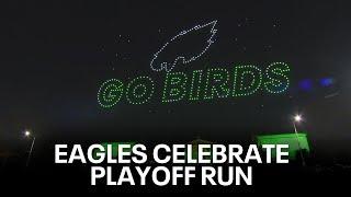 Philadelphia Eagles host drone show celebrating playoff run