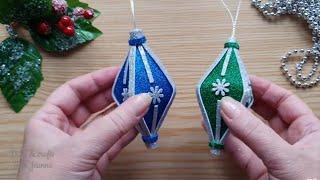 Новогодняя игрушка из глиттерного фоамирана своими руками/Christmas tree decoration of Glitter Foam