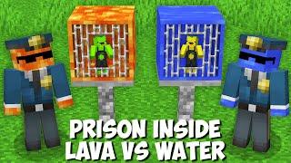 LEMON and LIME went to LAVA VS WATER PRISON in Minecraft ! HOW TO ESCAPE FROM PRISON ?