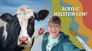 Techniques for Holstein COW Painting! My Process of Painting ACRYLIC Cow on PLYWOOD! By: Annie Troe