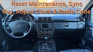 Mercedes W163 Reset Of Maintenance; Adjust The Clock; Synchronize Your Key To Locks ; Re-code Radio.