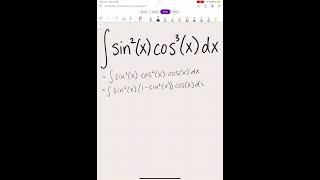 Integral of sin^2(x)cos^3(x)dx #maths  #calculus #greenscreen #usubstitution #trigidentities