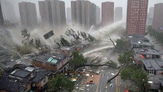 Chaos has hit China today! Powerful strong winds tore off roofs and trees in Taiyuan