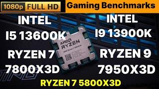 7800X3D VS I9 13900K VS  5800X3D VS  VS R9 7950X3D VS I5 13600K  1080p gaming benchmarks + RTX 4090