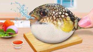 Best Japanese Food Recipe | Satisfying Miniature Sushi Grilled Puffer Fish | Lily Tiny Cooking