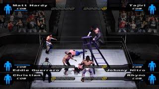 Triple Threat Ladder Match | Matt Hardy, Eddie Guerrero Vs Tajiri, John Morrison Vs Christian, Rhyno