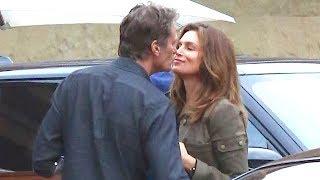 EXCLUSIVE - So Sweet! Cindy Crawford And Rande Gerber Lock Lips Before Dinner