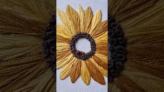 French knot Sunflower embroidery #embroiderypattern #handembroidery #embroiderystitches #stitch