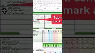 CLEANING CHECKLIST #excel #exceltraining #cleaningPlanner #exceltips #exceltutorial #planner #35cc