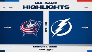 NHL Highlights | Blue Jackets vs. Lightning - March 4, 2025