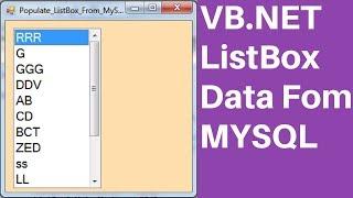 VB.NET - How To Populate ListBox From MySQL DataBase Using Visual Basic .Net [ with source code ]