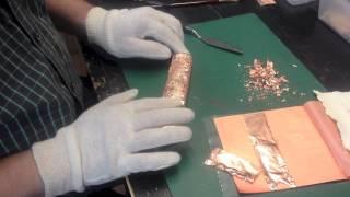 Making the Kashira and leaf copper the Tsuka