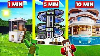 RICH MODERN HOUSE Build Battle In Minecraft - NOOB VS PRO CHALLENGE - Maizen Mizen Mazien Parody