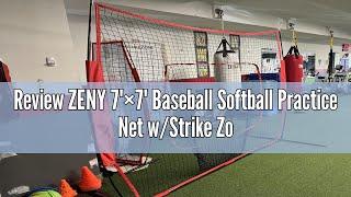 Review ZENY 7'×7' Baseball Softball Practice Net w/Strike Zone Hitting Batting Catching Pitching Tra