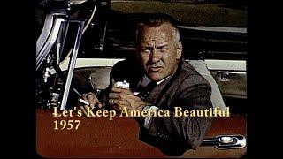 Let's Keep America Beautiful 1957. Classic cars, clueless drivers, litterbugs throw trash everywhere