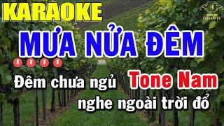 Mưa Nửa Đêm Karaoke Tone Nam Nhạc Sống | Trọng Hiếu