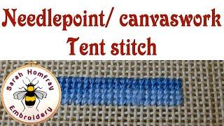 How to do TENT STITCH in needlepoint / canvaswork / cross stitch embroidery