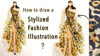 Stylized Fashion Illustration | Animal Print | Art Studio by Srabani