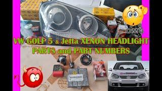 VW GOLF 5 GTI Jetta XENON headlight parts review: ballast, igniter, bulb, leveling motor, cover p#s