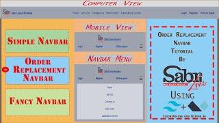 Building a Responsive Navbar with Tailwind CSS & Alpine.js | SabriZone |Order Replacement  Navbar