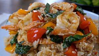Thai Spicy Basil Fried Rice | Shrimp Basil Fried Rice