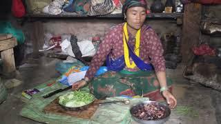 Nepali village || Cooking meat and vegetables in the village